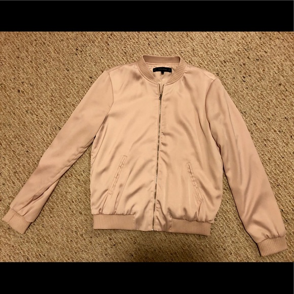 Zara Jackets & Blazers - ZARA PASTEL PINK SILK BOMBER JACKET